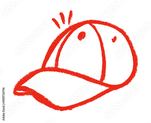 Cap Baseball Equipment Related Icon Crayon Chalk Drawing Vector