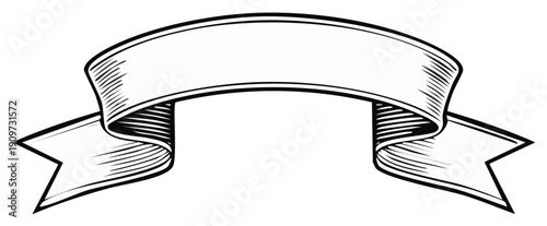 Engraved banner ribbon illustration isolated design element blank label scroll