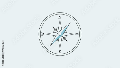 Minimalist compass icon representing travel, navigation, and finding direction.