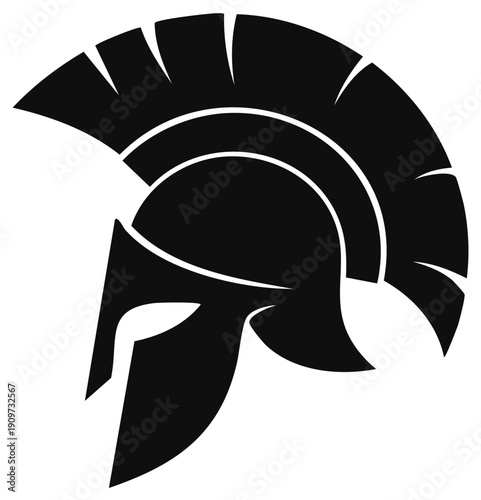 Spartan Helmet Illustration Symbol of Ancient Warrior Culture in Black and White