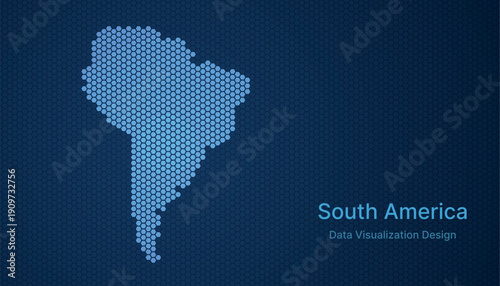 Hexagon data visualization map of South America continent