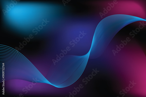 Vibrant digital art with glowing blue wave and gradient background