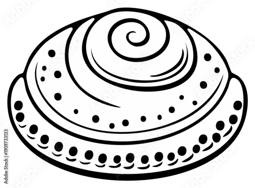 Stylized Seashell Outline with Swirl and Dots