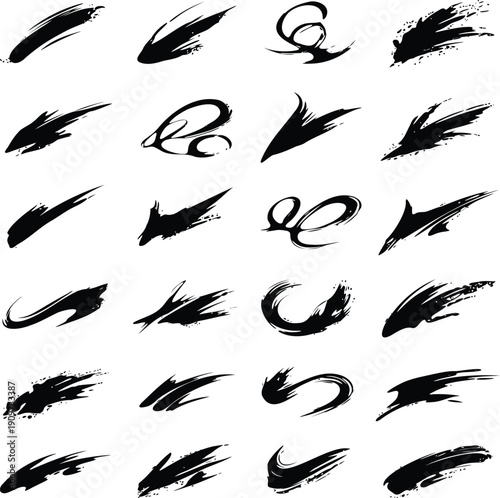 Dynamic ink splatters and aggressive brush strokes for high energy design