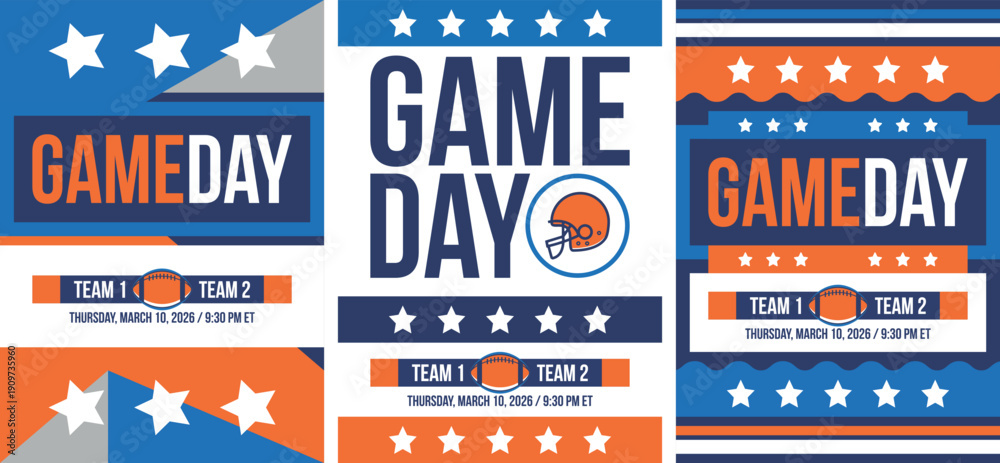 Naklejka premium Game Day. Basketball playoff in March. Super sport party in United States. Final games of season tournament. Professional team championship. Ball for basketball. Sport poster. Vector