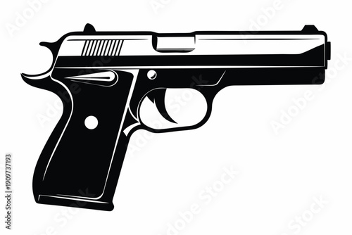 browning hi power silhouette line art vector illustration