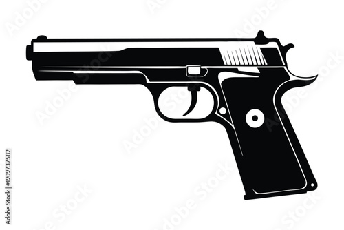 browning hi power silhouette line art vector illustration