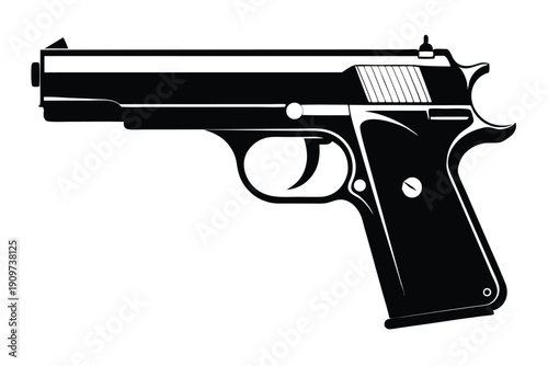 browning hi power silhouette line art vector illustration