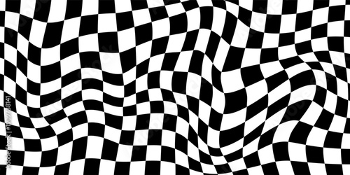 Black and white chess pattern. Checkerboard seamless vector illustration. Abstract checkered checkerboard for game. Grid geometric square shape. Race flag. Retro mosaic floor.