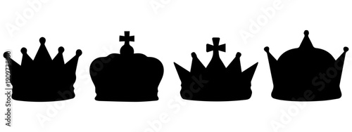 Collection of Royal Crown Silhouettes and Monarch Symbols