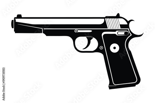 browning hi power silhouette line art vector illustration