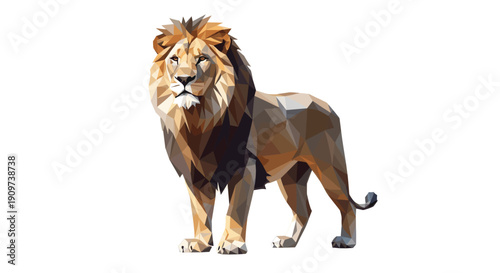 Polygonal illustration of a lion. Powerful animal in a modern style. Great for t-shirts, posters, or branding projects needing a strong, graphic element.