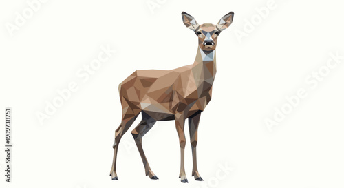 Elegant, minimalist illustration of a deer created with a low poly geometric style. Perfect for modern designs, branding, or nature-related projects.