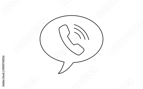Phone Call Speech Bubble with Ringing Waves Icon