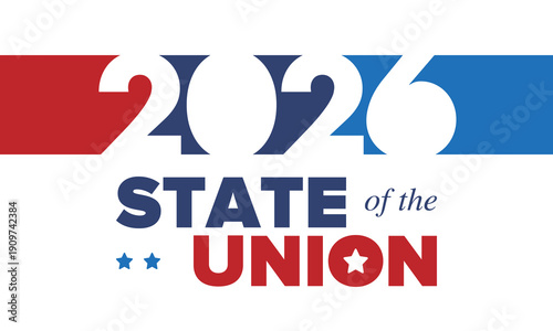State of the Union Address in United States. Annual deliver from the President of the US address to Congress. Speech President. Patriotic american elements. Poster, card, banner, background. Vector