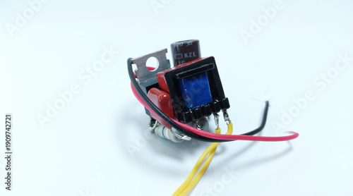 Inverter electronic components in small-scale solar power source assembly