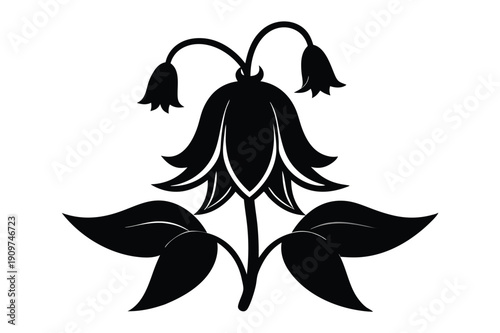 bellflower silhouette line art vector illustration