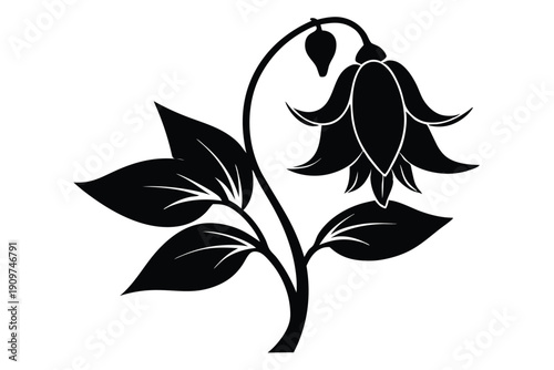 bellflower silhouette line art vector illustration