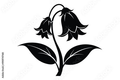 bellflower silhouette line art vector illustration