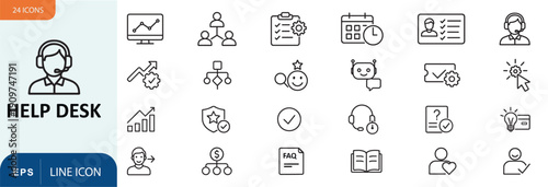 Help desk icons and support illustrations