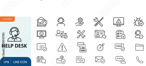 Help desk icons and support symbols