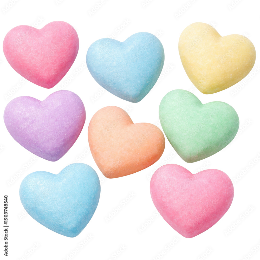 Obraz premium collection of colorful heart-shaped candies on a black background