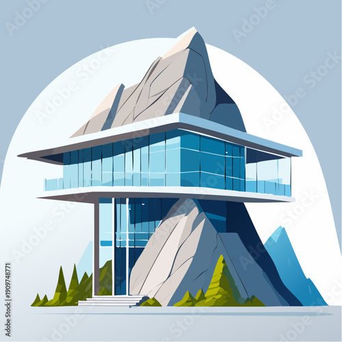 Futuristic Mountain Home Blending Seamlessly with Nature's Majesty A Vision of Modern Architecture