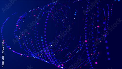 Futuristic data array visualization with flowing particle waves and digital interface representing big data analysis, pattern recognition, artificial intelligence, machine learning vector background
