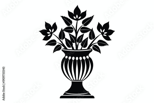 aster vase silhouette line art vector illustration