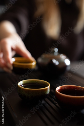 Traditional tea ceremony close up