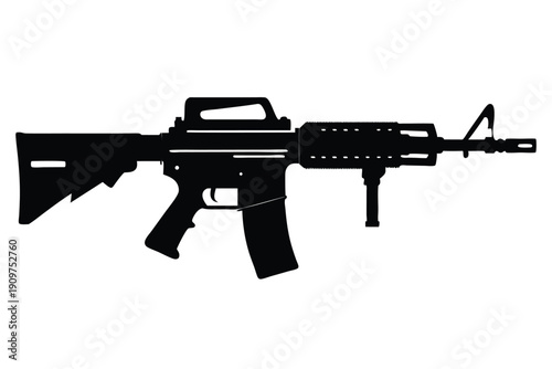 ar 15 rifle silhouette line art vector illustration