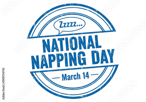 National napping day stamp logo with zzz speech bubble