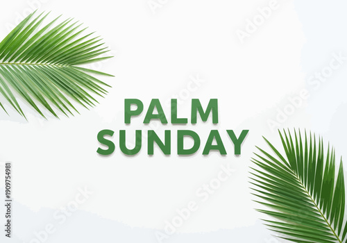 Palm sunday celebration with green palm leaves