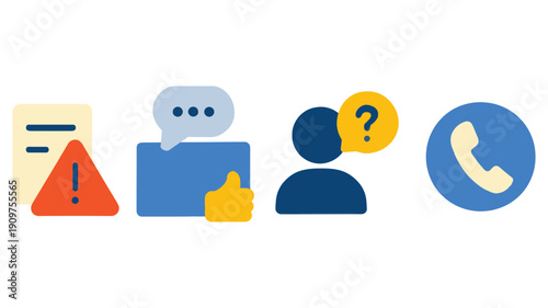 Collection of icons representing different communication and feedback methods