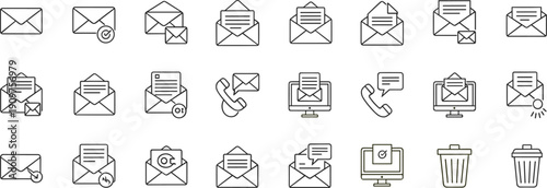 Email with envelopes messages phones computers and trash cans
