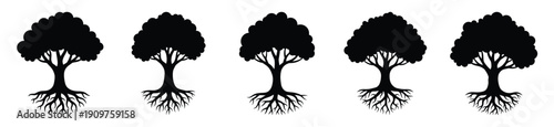 National Arbor Day tree with deep vector icon set. Arbor Day creative concept and Simple illustration, icon design solid black color with white background.