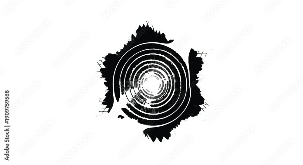 Fototapeta premium Abstract black and white spiral design element with grunge texture background