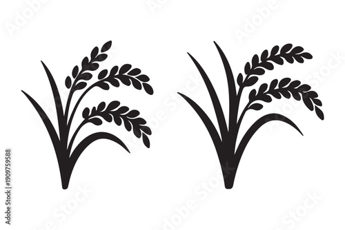 simple farm rice plant symbol silhouette icon set. Agriculture, farming silhouette icons