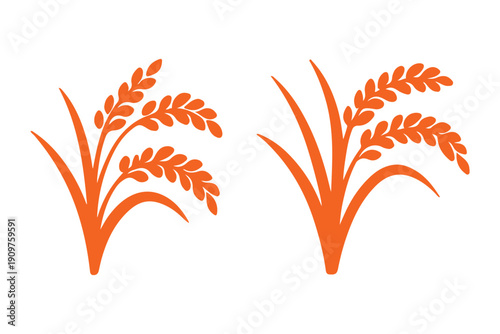 simple farm rice plant symbol silhouette icon set. Agriculture, farming silhouette icons