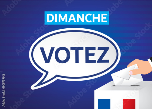 BULLE DE DIALOGUE VOTEZ - ELECTEUR VOTANT DANS L'URNE