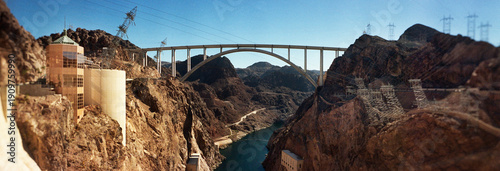 Panoramic view of bridge over the Hoover Dam on the Nevada, Arizona border, Southwest, United States
