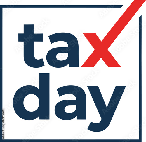 Tax day graphic with a checkmark inside a square frame