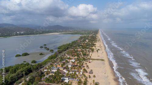 Wallpaper Mural High angle photograph of Boca de Uchire coastline showing sandy beach, Caribbean Sea and inland lagoon. Torontodigital.ca