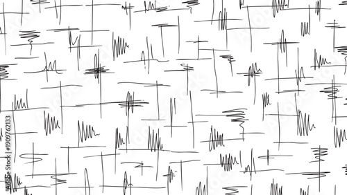 Seamless vector illustration set of black hand-drawn sketch arrow signs and steel screw cross symbols forming an abstract business pattern design