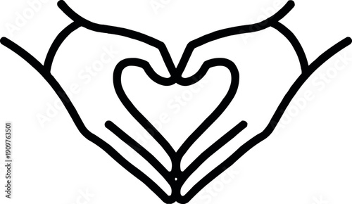Hands forming heart shape outline symbol expressing love care kindness support concept