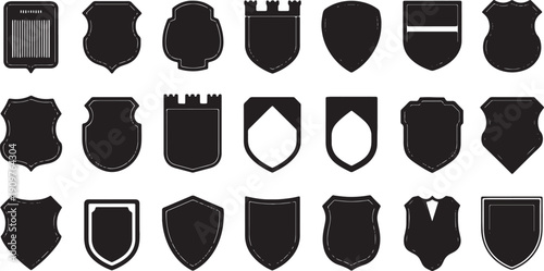 black shield shapes and crests