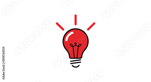 A simple red light bulb icon with rays