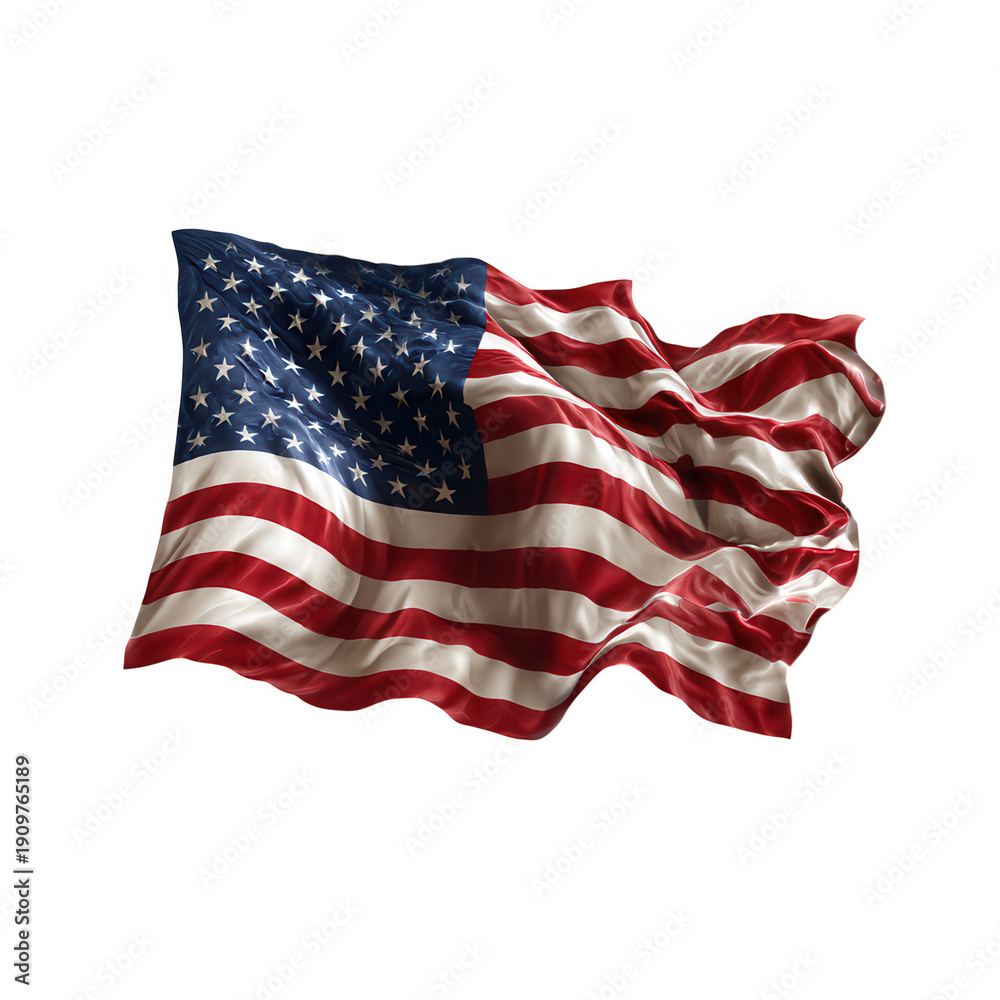 Fototapeta premium American flag waving in wind