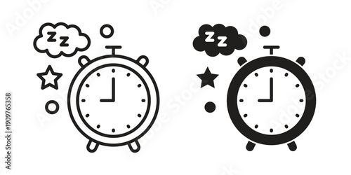 Alarm snooze icon in editable style. Vector icon graphics