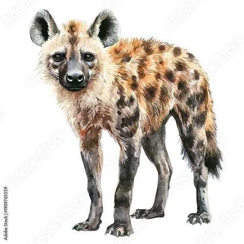 Hyena, watercolor illustration, vector, isolated on a white background.